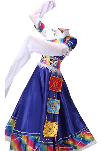 Custom-made water-sleeved long-sleeved Tibetan dance costume design women's dress performance dress children's clothing ethnic stage performance Tibetan robe SKDO008 detail view-3